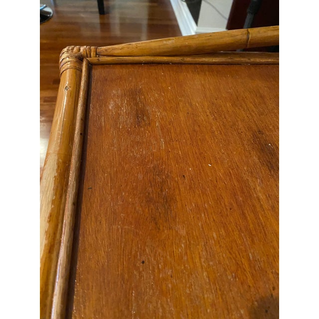Vintage Bohemian Boho Chic Rattan Bamboo Writing Desk For Sale In Chicago - Image 6 of 12