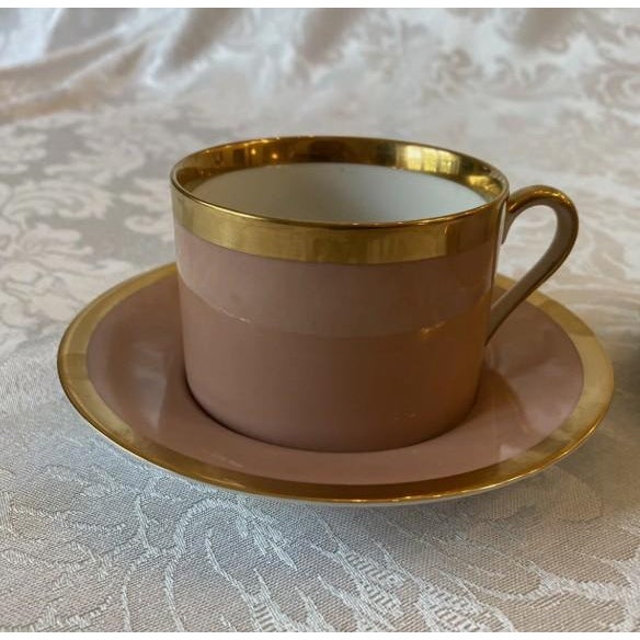1980s 1980s Fitz and Floyd Versailles Dusty Rose Gold 4 Tea Cups and Saucers - 8 pcs For Sale - Image 5 of 6