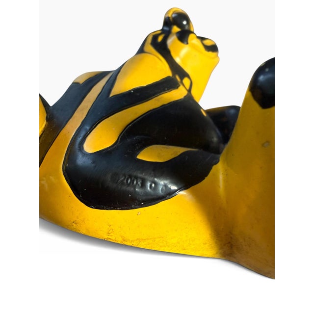 Vintage 2003 Set of 3 Yellow & Black Frog Figurines Sculptures For Sale - Image 11 of 12