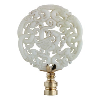 Chinese Stone Bird Lamp Finial on Golden Brass Hardware For Sale