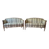 Late 20th Century Pair of English Regency Mahogany Spring-Seat Loveseats by Hickory Chair For Sale