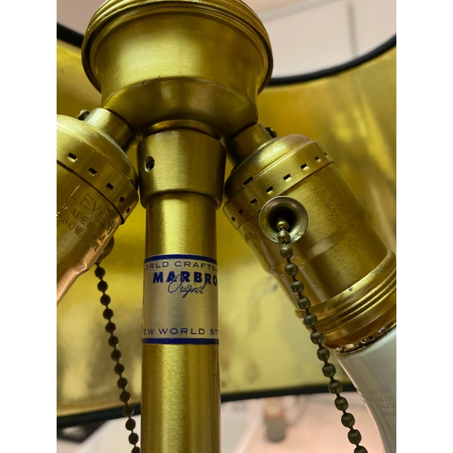 1970s Marbro Brushed Chrome and Brass Leaf Motif Table Lamp For Sale - Image 9 of 12