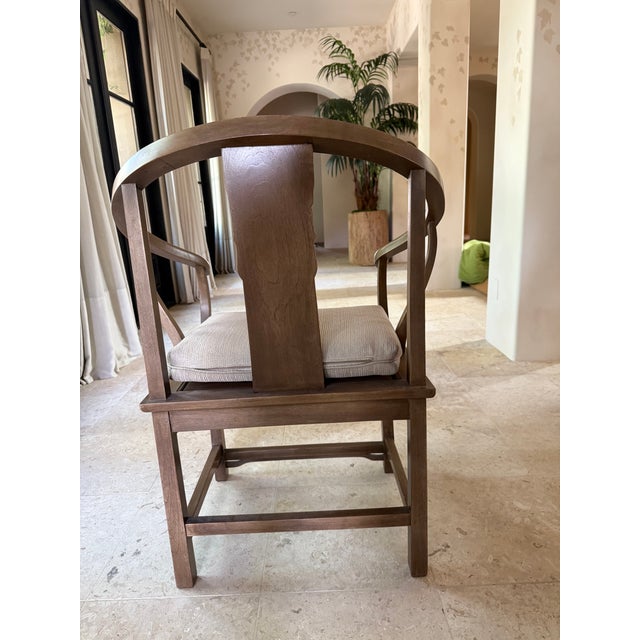 Two Antique 19th Century Chinese Horseshoe Back Chairs With Cushions For Sale - Image 4 of 4