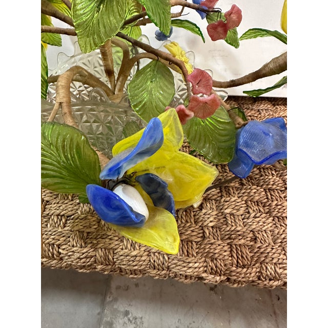 Mid-Century Modern 1970s Glass Murano Style Floral Arrangement Centerpiece Lamp For Sale - Image 3 of 8