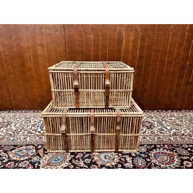 Wood Classic Wicker Basket Travel Case (Set of 2) For Sale - Image 7 of 7