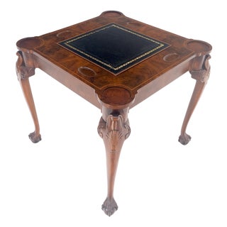 Leather Top Chippendale Style Ball & Claw Feet Backgammon Chess Game Table MINT! For Sale