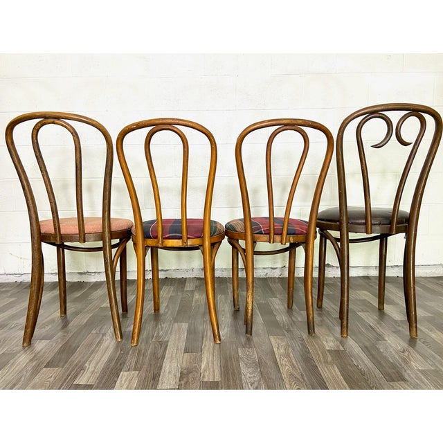 Wood Vintage Thonet Style Bentwood Dining or Occasional Chairs - Set of 4 For Sale - Image 7 of 8