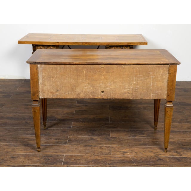 French Louis XVI Style 19th Century Walnut Table with Single Carved Drawer For Sale - Image 9 of 12