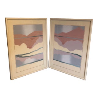 Vintage Large 1980’s PostModern Limited Edition Framed Lithographs and Embossed Serigraphs by Noah Jerome - a Pair! For Sale