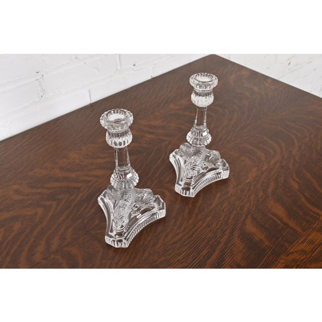 Tiffany and Co. Tiffany & Co. Clear Crystal Candlesticks With Dragon Motif, Pair For Sale - Image 4 of 12