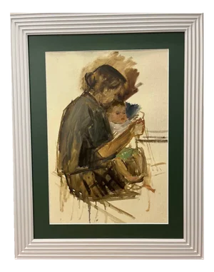 Klara Vlassova, Mother with Child, 1970s, Oil, Framed
