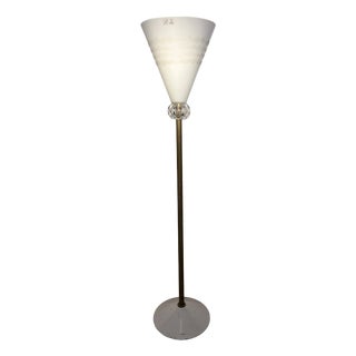 Blown Opaline Murano Glass Floor Lamp from Barovier & Toso, Italy, 1980 For Sale