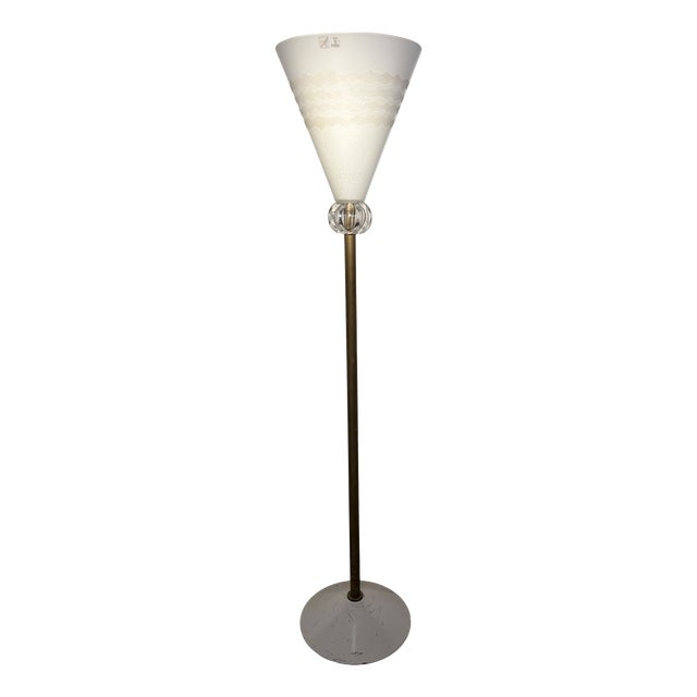 Blown Opaline Murano Glass Floor Lamp from Barovier & Toso, Italy, 1980 For Sale