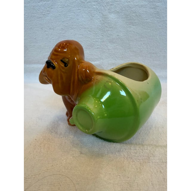 Porcelain Hound Dog Puppy Planter