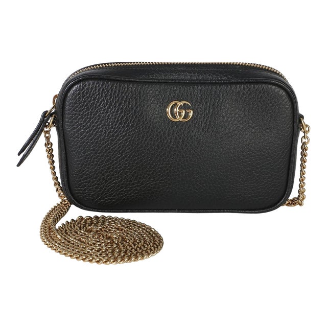 Black Dollar Calfskin Super Mini GG Marmont Chain Shoulder Bag For Sale