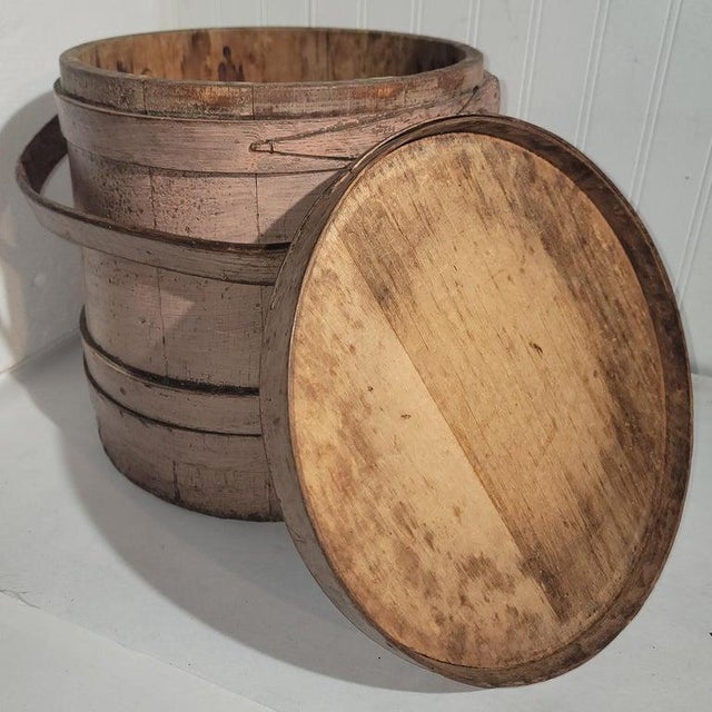 Wood 19th Dusty Rose Painted Furkin For Sale - Image 7 of 7