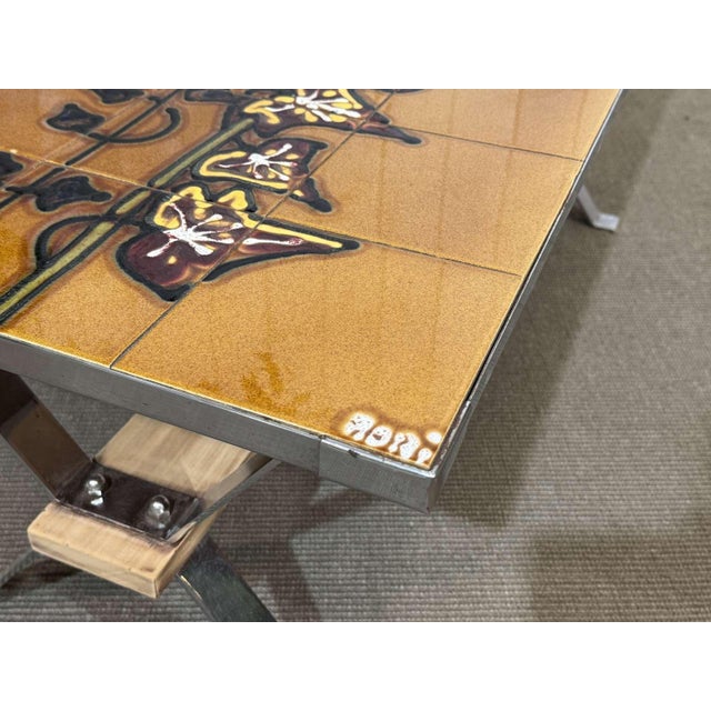 Coffee Table with Tiled Top and Chromed Metal Base, 1970s For Sale - Image 6 of 12