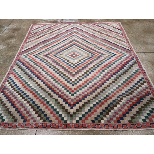 Galerie Shabab Collection Mid-20th Century Turkish Anatolian Art Deco Carpet For Sale - Image 4 of 10