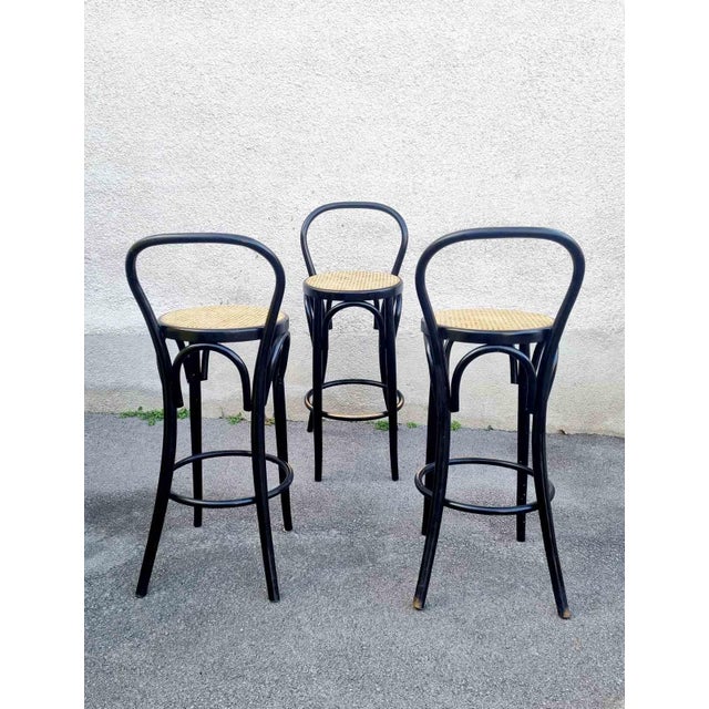 Mid-Century Modern Bentwood Bar Stools, 1980s, Set of 3 For Sale - Image 11 of 14