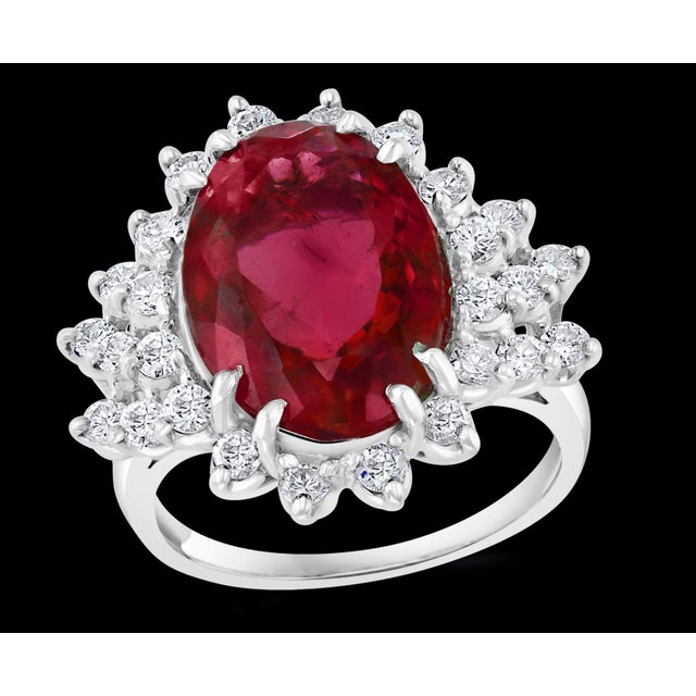 7.5 Carat Oval Rubellite and 1 Carat Diamond 18 Karat Gold Cocktail Ring Estate For Sale - Image 17 of 18