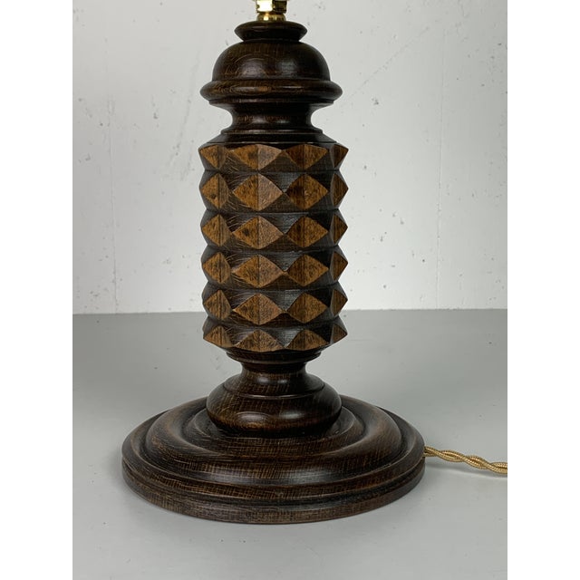 1950s French Modern Wood Turned Mushroom Cocoon Table Lamp by Charles Dudouyt, 1950s For Sale - Image 5 of 14