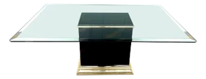 Pierre Cardin Black Lacquer & Brass Pedestal Dining Room/ Conference Table, 1989