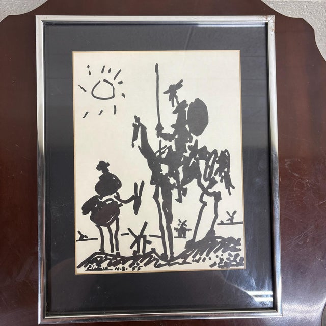 Paper Vintage Pablo Picasso 1955 Commemorative Don Quixote Framed Print For Sale - Image 7 of 10
