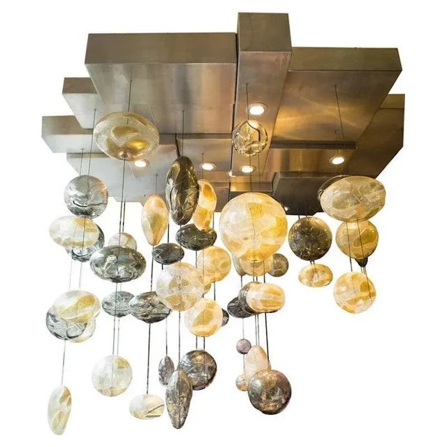 Handblown Glass Chandelier Light Installation by Ken Gangbar, 2000s For Sale - Image 10 of 10