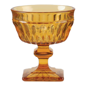 Set of Six Vintage Indiana Glass Magnificent Amber Champagne Coupes or Sherbert Glasses