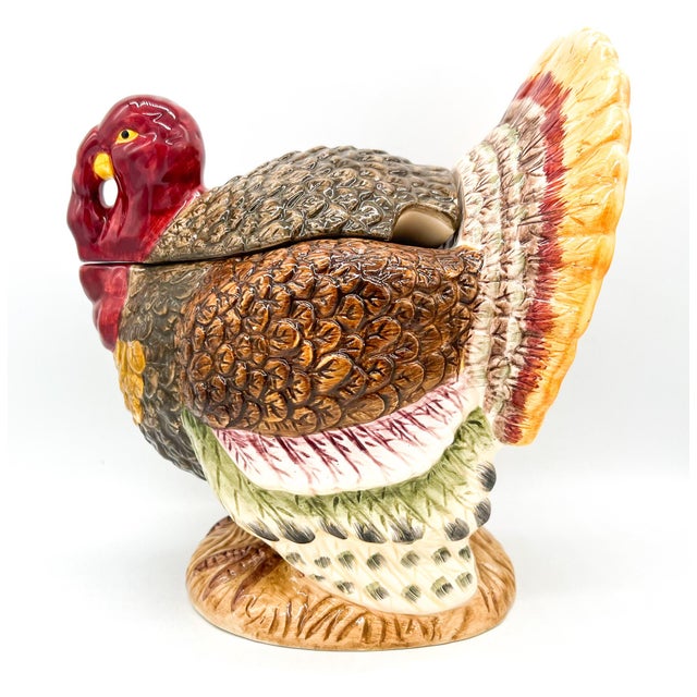 Arthur Court Vintage Ganz Bella Casa Hand-Painted Turkey Ceramic Tureen – Americana / Thanksgiving / English Country For Sale - Image 4 of 13