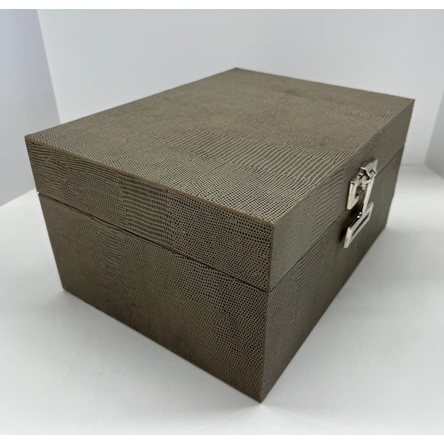2000 - 2009 Authentic Ethan Allen Faux Reptile Leather Jewelry Box For Sale - Image 5 of 9