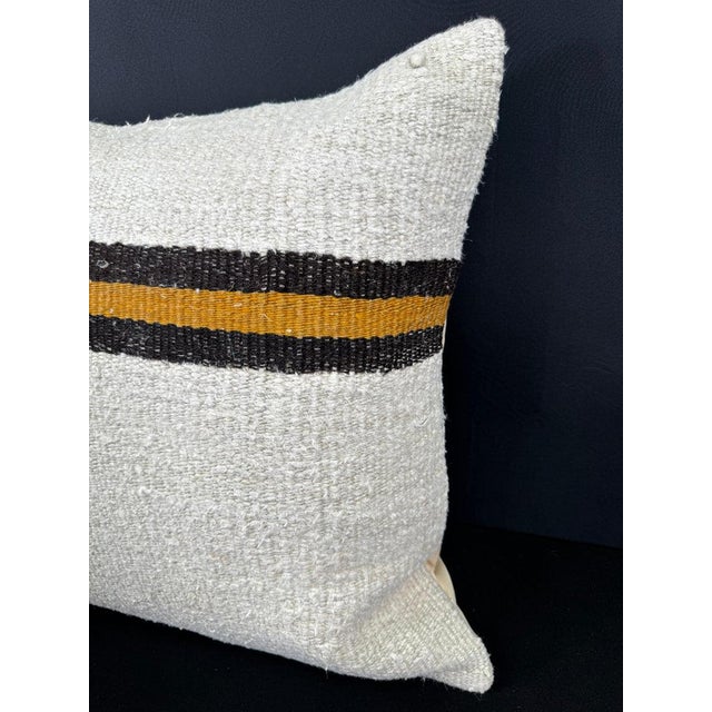 Contemporary Turkish Hemp Pillow Cushion Natural Beige Black Cushion Cover 20"x20" For Sale - Image 3 of 4