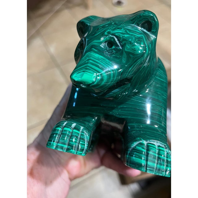 Malachite (From Congo) Bear Beautiful Malachite Bear Statue. Deep Green Colors. For Sale In Las Vegas - Image 6 of 7
