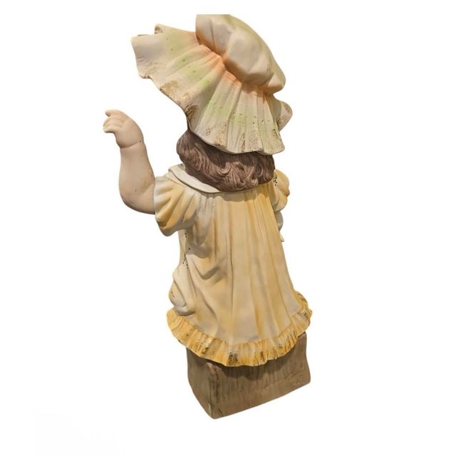 Antique German Gebruder Heubach Bisque Piano Girl Dog Statue 1880 18" For Sale - Image 6 of 11