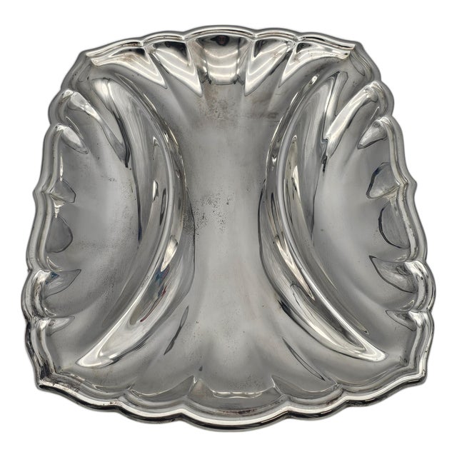 Reed & Barton Chippendale-Style Silver Plate Three-Section Relish Dish, 10.5" For Sale