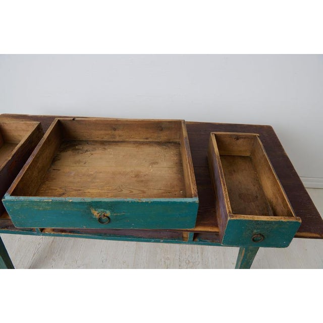 Large Antique Handcrafted Country Table with Drawers, Sweden, 1840 For Sale - Image 9 of 11