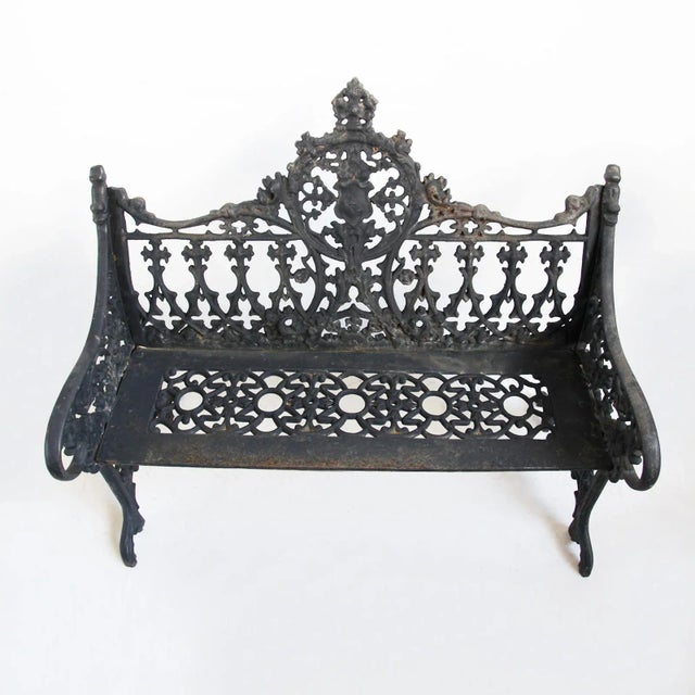 Gothic French Cast Iron Garden Bench For Sale - Image 3 of 6