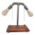 Mercantile Design Industrial Pipe Table Lamp With Dual Edison Sockets on Solid Wood Base For Sale