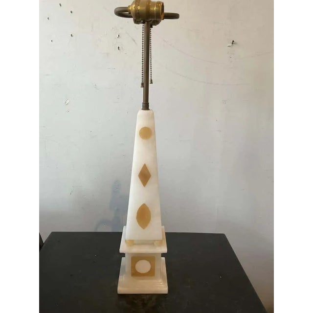Italian 1950s Inlaid Marble Obelisk Lamps - a Pair For Sale - Image 4 of 10