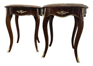 French Low Marble Top Tables, Set fof 2