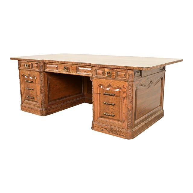 Romweber Viking Oak Executive Desk, Circa 1960s For Sale