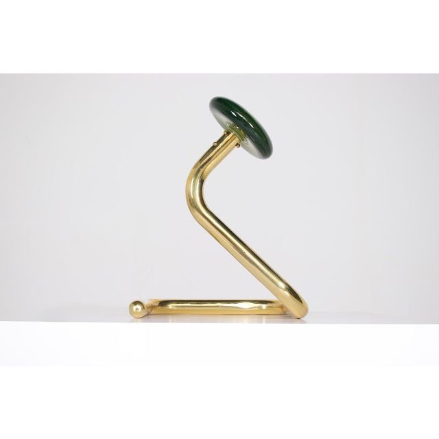 Forest Green Sommerso Murano Glass and Brass Lamp, 1970s For Sale - Image 8 of 15