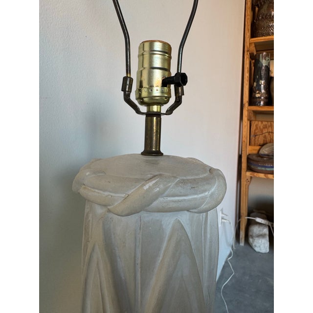 1980s 1980s Coastal Palm Beach Hollywood Regency Plaster Floor Lamp With Palm Leaf Motif For Sale - Image 5 of 11
