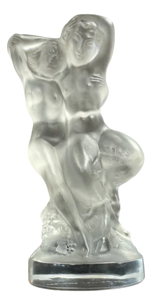 Diana and Pan the Faun Crystal Sculpture from Lalique France, 1960s