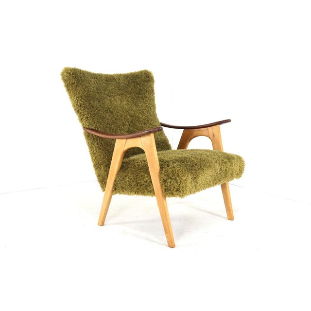 Brown Two Tone Doodle Wing Lounge Chair For Sale - Image 8 of 15