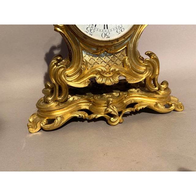 19thC Japy Frères Louis XV Gold Ormolu Bronze Mantel Clock 1pc For Sale - Image 16 of 18