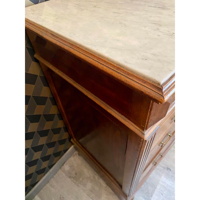 Vintage Louis Philippe Chest of Drawers with White Marble Top, 1920s For Sale - Image 6 of 8
