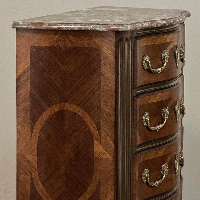19th Century French Louis XIV Style Marquetry Marble Top Commode For Sale - Image 11 of 18