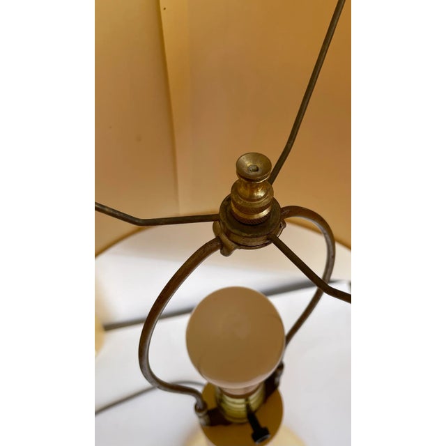 Ivory 1980s Enamel Ivory Table Lamp With Original Pleated Shade - A Pair For Sale - Image 8 of 9
