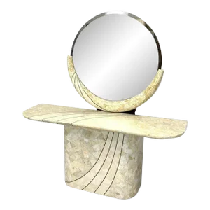 1970s Tessellated Marble Veneer Mirror